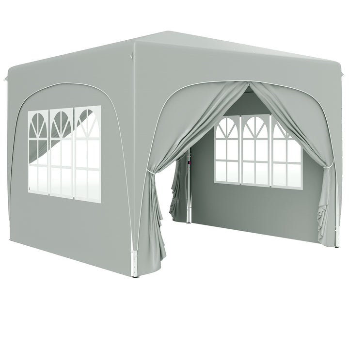 3 x 3 m pavillon, pop-up havetelt med sidevægge og bæretaske, UPF50+, højdejusterbar, sand