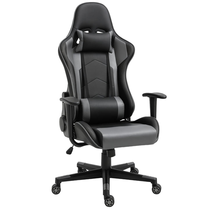 Ergonomisk kontorstol, gamingstol, drejestol, kunstlæder, skum, sort, 67,5 x 74 x 126-136 cm
