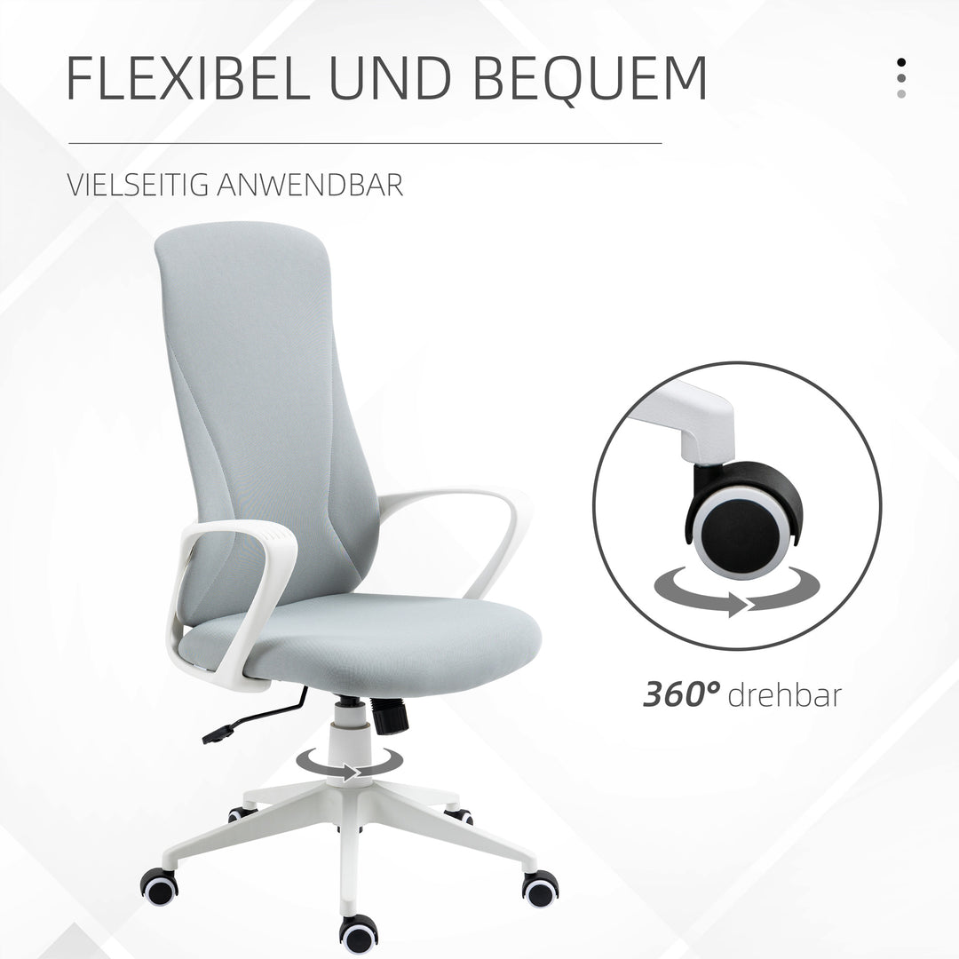 Kontorstol med vippefunktion, højdejusterbar, op til 120 kg, ergonomisk, drejelig, 62 x 56 x 110-119,5 cm, lysegrå