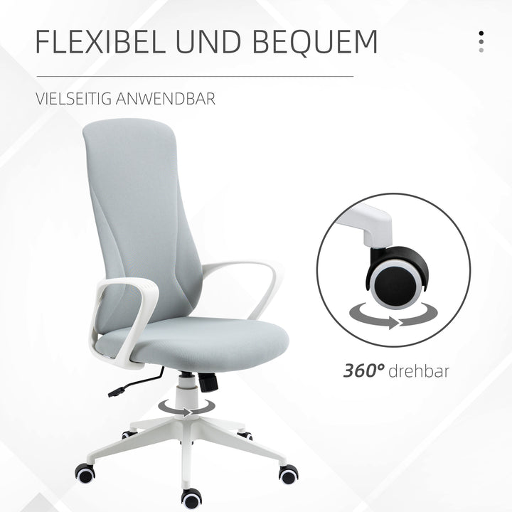 Kontorstol med vippefunktion, højdejusterbar, op til 120 kg, ergonomisk, drejelig, 62 x 56 x 110-119,5 cm, lysegrå