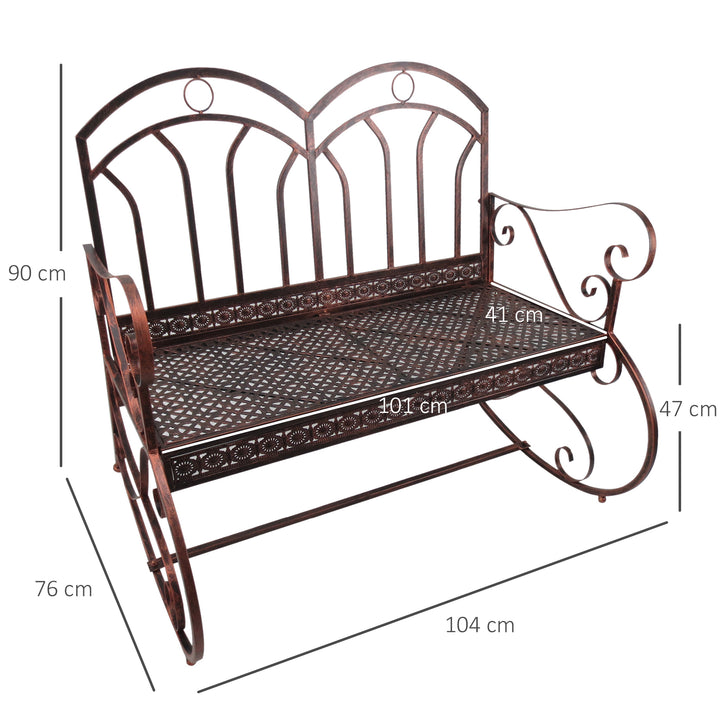 Havebænk gyngestol parkbænk 2-personers metal (model 3/ bronze-rød)