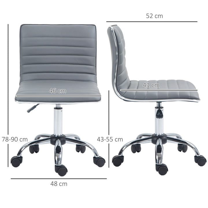 Højdejusterbar salonstol med ryglæn, drejestol, metal, kunstlæder, 48 x 52 x 78-90 cm, lysegrå