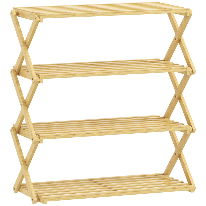 4-etagers skoreol, bambus skoopbevaring, til op til 12 par sko, til entré, gang, 60 x 29 x 67 cm, naturlig