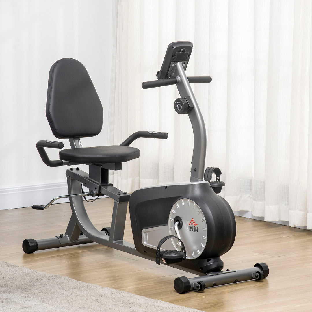 Motionscykel med 8 modstandsniveauer, 122-137 x 62 x 103 cm, stål, grå+sort+sølv