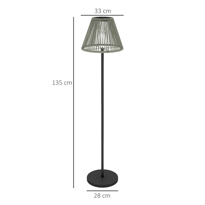 Solcellegulvlampe, rottingstil, solcellelamper med lyssensor, 25 LED-lys, solcellelampe i boho-stil, Ø33 x 135 cm