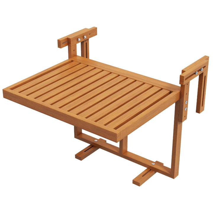 Balkonbord, klapbord, havebord, udendørs klapbord, vejrbestandigt, højdejusterbart, 68 cm x 65 cm x 55 cm, teak