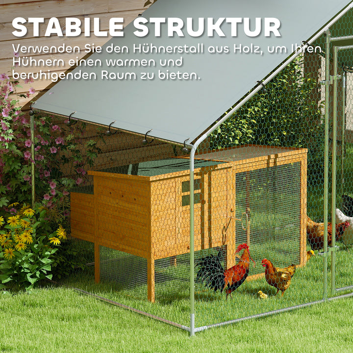 Hønsegård til 5-8 kyllinger, presenningtag, aflåselig dør, stålramme, 5,1 m², 3 x 1,7 x 1,9 m