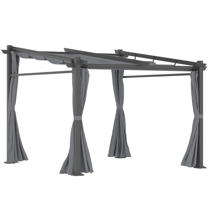 Pergola, inklusive monteringsbeslag, udtrækkeligt tag, 2,97 m x 2,95 m x 2,3 m, mørkegrå