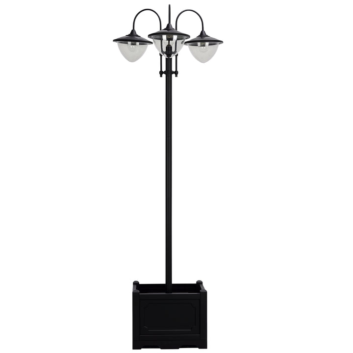 Solcelledrevet lanternegulvlampe lavet af metal, havelanterne med lysstyring, 189 cm høj, lanterne udendørslampe, vandtæt ip44 med urtepottefod til havebalkondekoration, sort