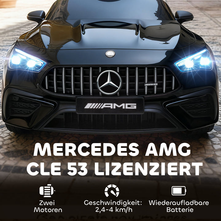 Børne elbil, Mercedes design, 12V motor, fjernbetjening, LED-lys, musik, til børn i alderen 3-6 år, sort