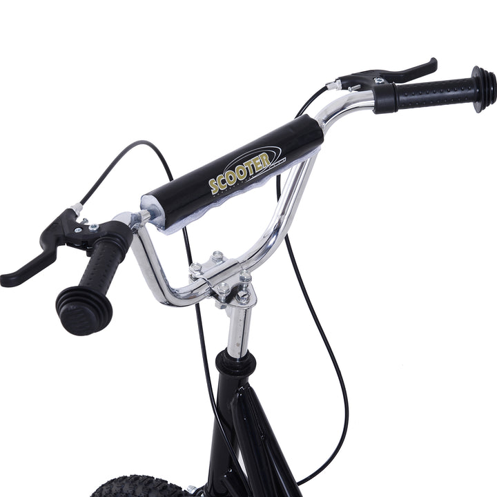 Børneløbehjul 16/12 tommer løbehjul kickscooter med bremser city scooter kickboard børneløbehjul til 5+ år børn sort 135 x 58 x 92-100 cm