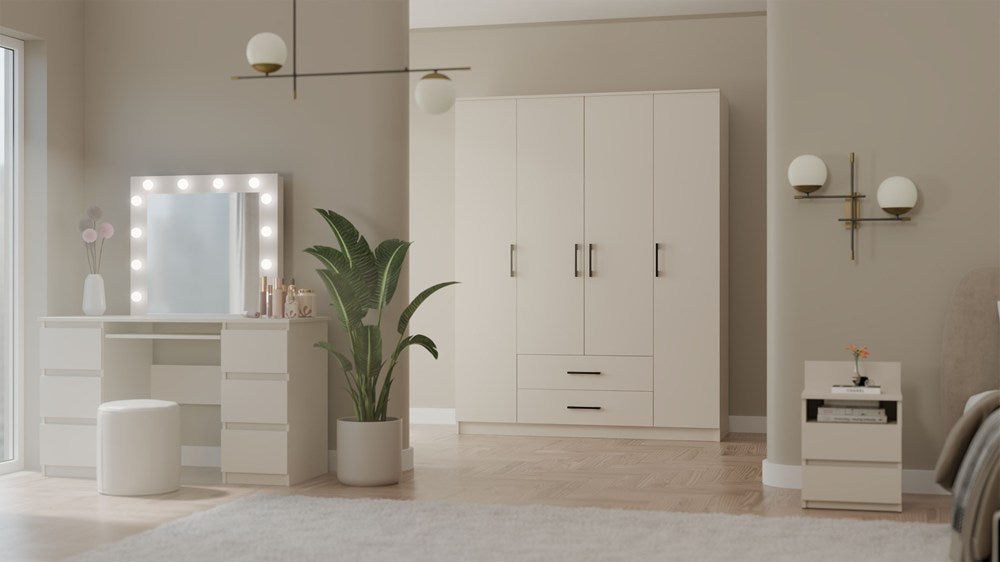 Stort klædeskab, Højde: 205 cm Bredde: 160 cm Dybde: 54 cm, kashmir-beige