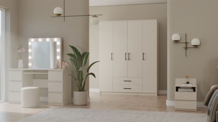 Stort klædeskab, Højde: 205 cm Bredde: 160 cm Dybde: 54 cm, kashmir-beige