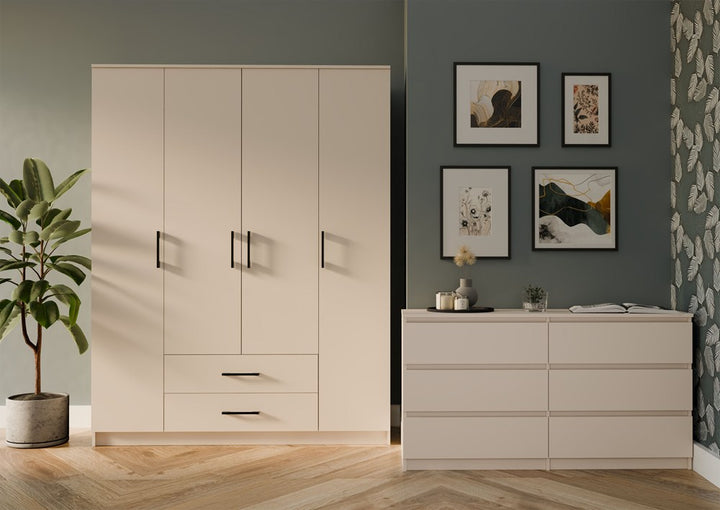 Stort klædeskab, Højde: 205 cm Bredde: 160 cm Dybde: 54 cm, kashmir-beige