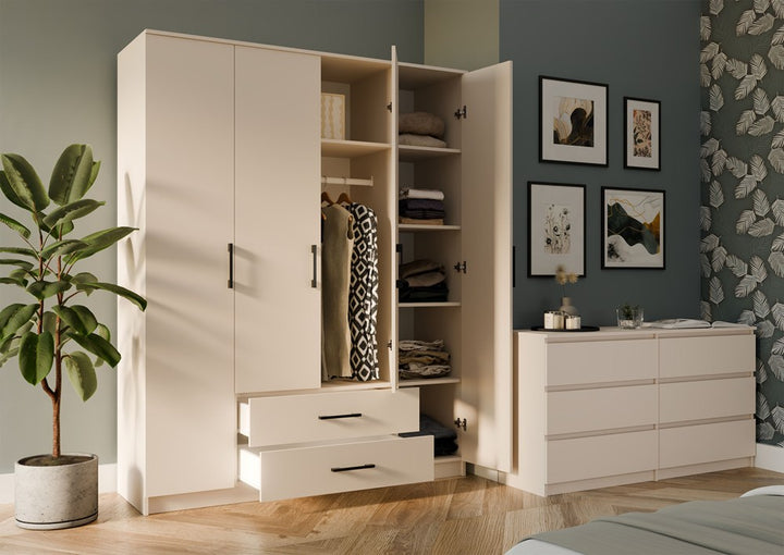 Stort klædeskab, Højde: 205 cm Bredde: 160 cm Dybde: 54 cm, kashmir-beige