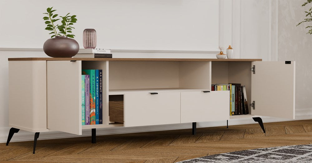 Elegant og bred TV-bænk, Kashmir-farvet