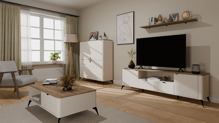 Elegant og bred TV-bænk, Kashmir-farvet