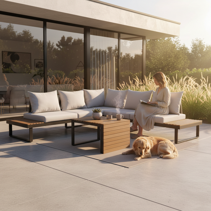 Komfortabelt loungesæt til terrasse og have, grå