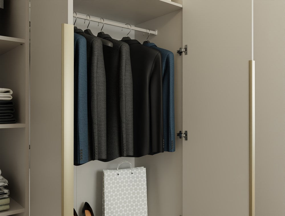 Stort klædeskab, Bredde: 200 cm Højde: 200 cm Dybde: 56,5 cm, Kashmir-beige