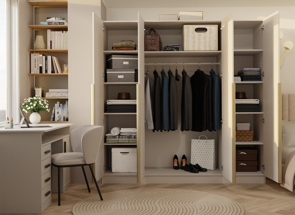 Stort klædeskab, Bredde: 200 cm Højde: 200 cm Dybde: 56,5 cm, Kashmir-beige