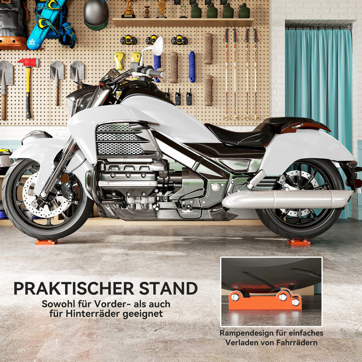 Motorcykel rengøringsstativ rullestativ hjuldrejehjælp cykel <485 lb og dækbredde <180 mm orange