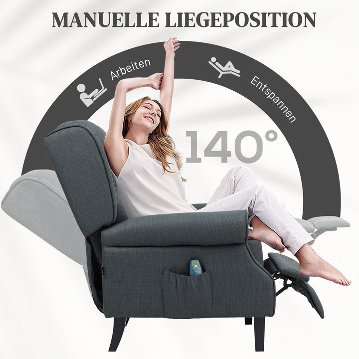 Massagestol med varmefunktion, 2 massagezoner, lænefunktion, op til 150 kg, mørkegrå