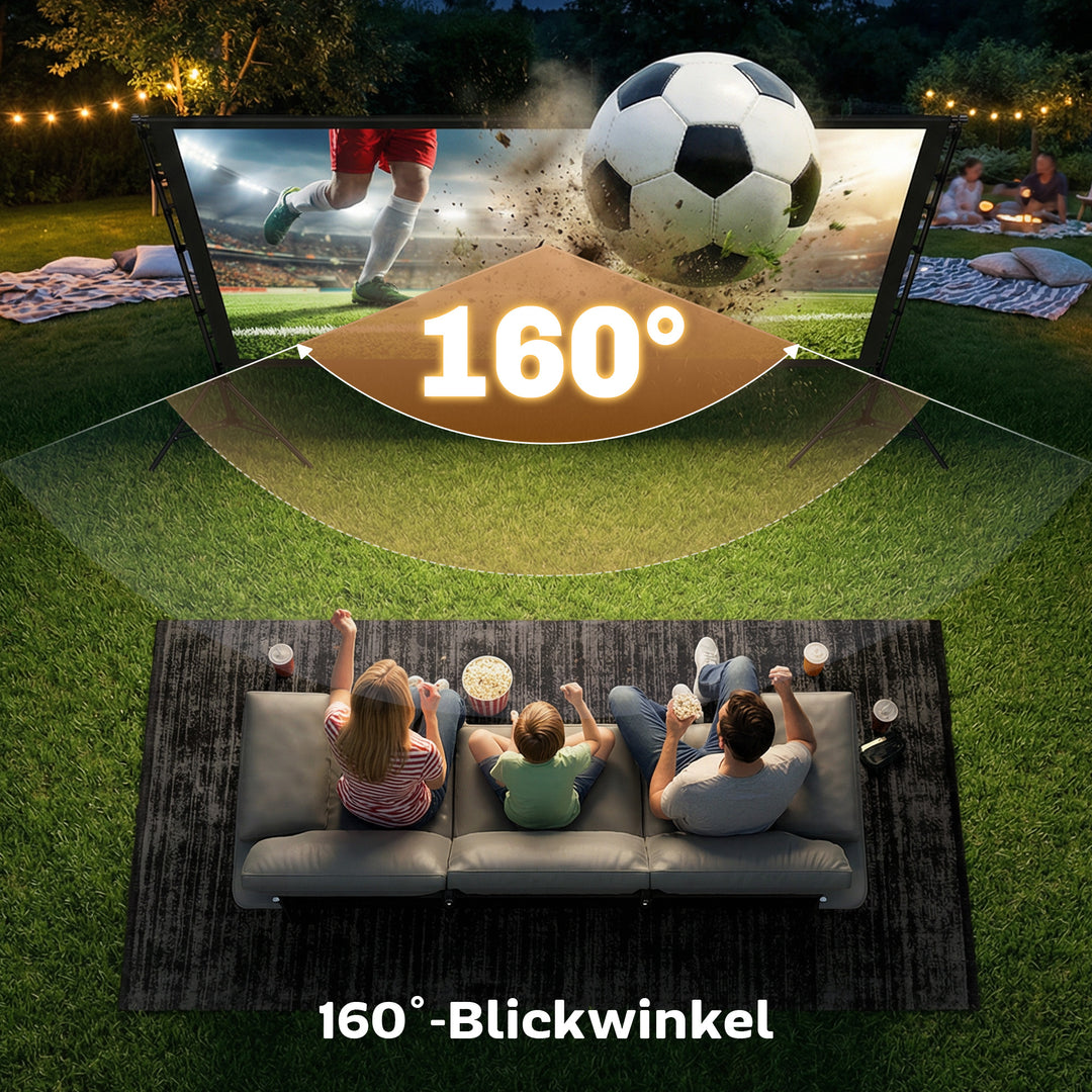 100 tommer 16:9 HD 4K/8K projektorlærred med stativ, bærbar dobbeltsidet lærred med foldbare stativer, hvid