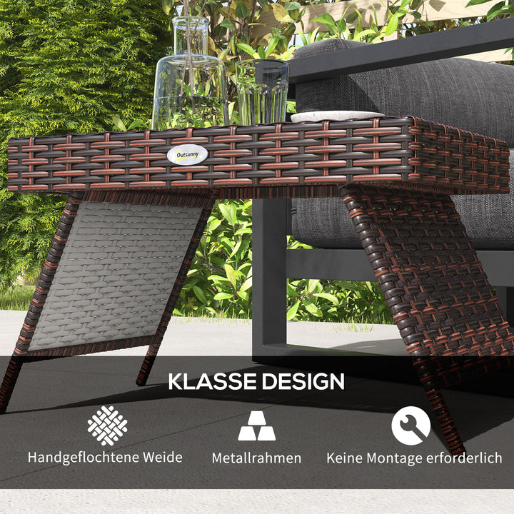 Havebord, udendørs sofabord, udendørs sidebord, PE-rattan, vejrbestandig, 60 cm x 41 cm x 41 cm, brun