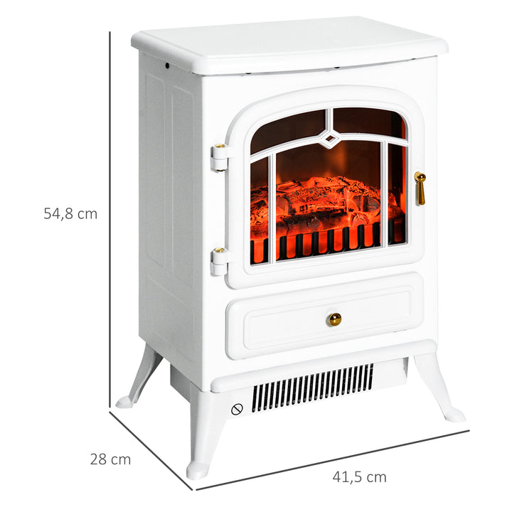 Elektrisk pejs med flammeeffekt 950/1850w overophedningsbeskyttelse hvid 41,5 x 28 x 54,8 cm