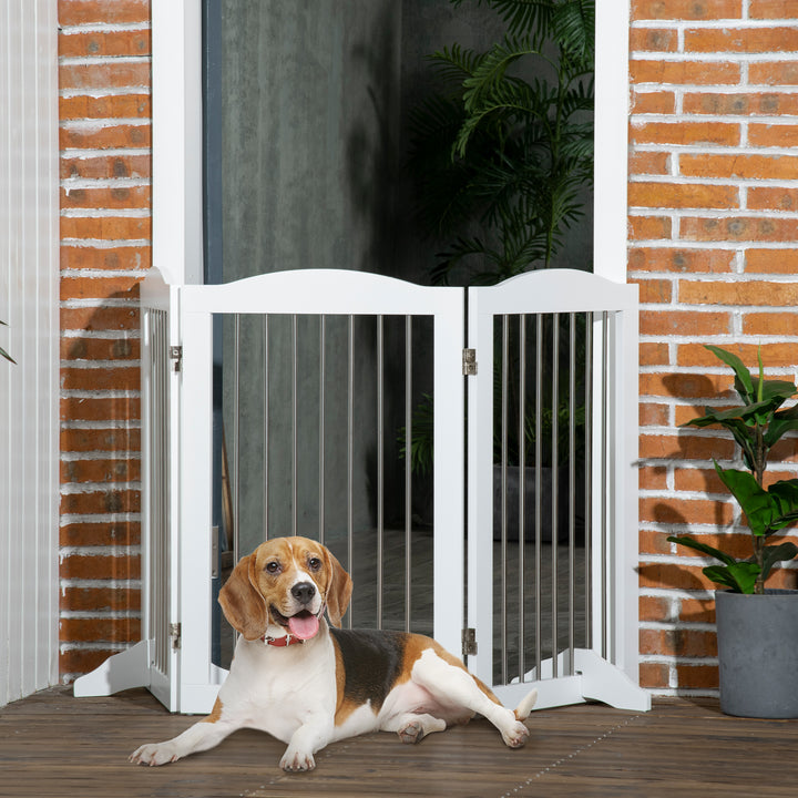 Foldbart hundegitter, justerbar form, til hunde op til 20 kg, 154 x 80 x 30 cm, hvid