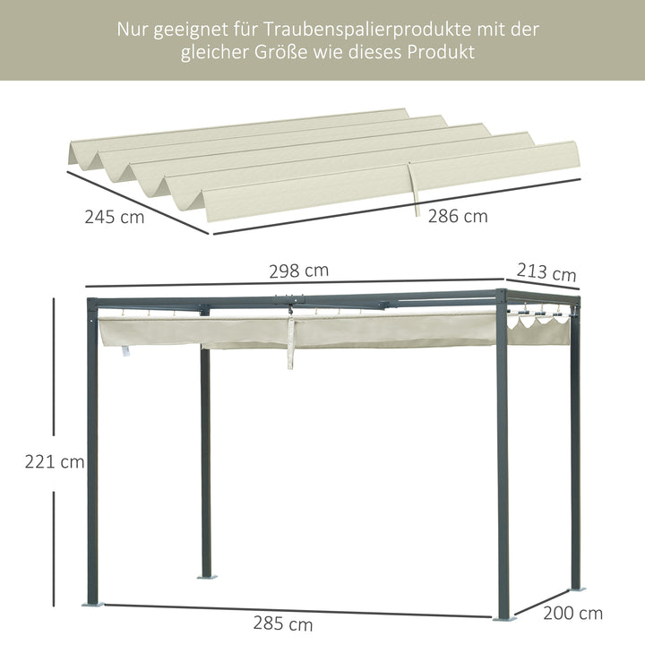Reservetag til 2,85 x 2 m havepavillon, udtrækkelig, nem montering, polyester, cremehvid