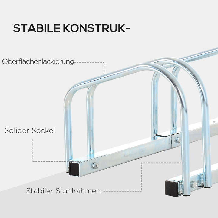 Cykelstativ til 6 cykler vejrbestandig væg- eller gulvmontering stål 179 x 33 x 27 cm