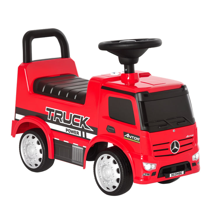 Køretøj køretøj baby køretøj børnebil licenseret af mercedes antos lastbil style med lys til børn fra 12 til 36 måneder metal pp plast rød+sort 62,5x28,5x45cm