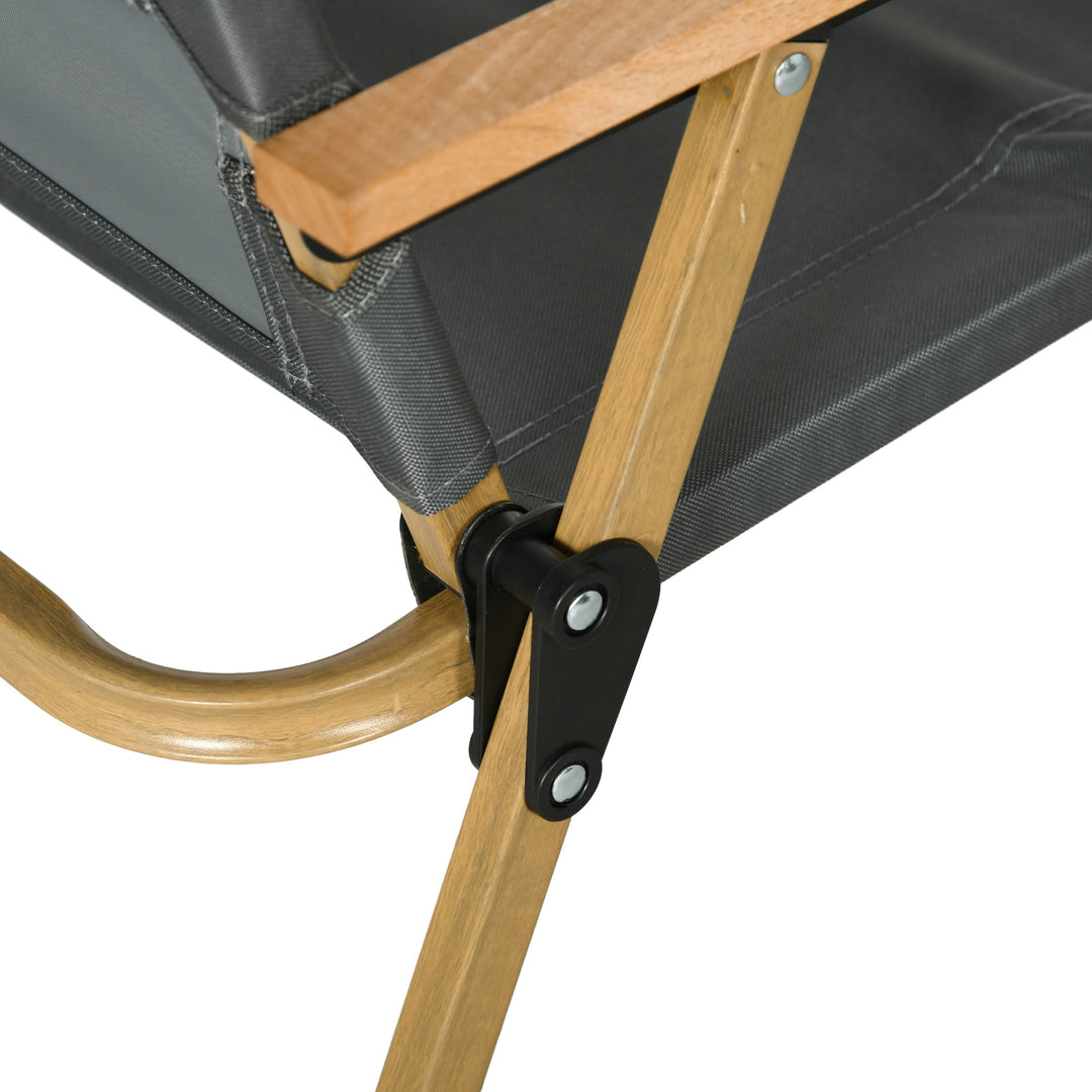 Campingstole, 2 x strandstole, foldbare, stål, trælook, mørkegrå