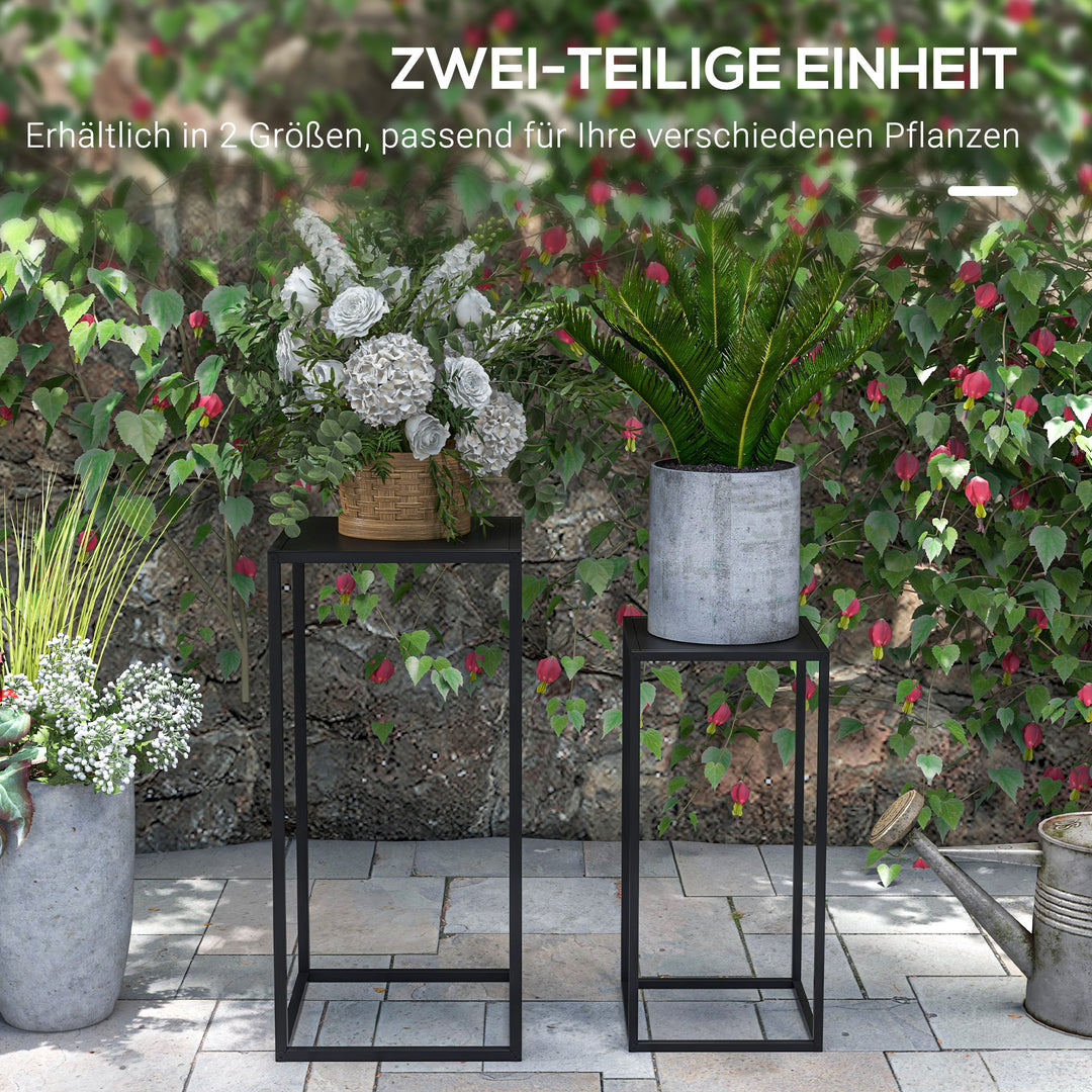 Blomsterstander, sæt med 2, skandinavisk design, metalramme, 58,5/65 cm højde, sort