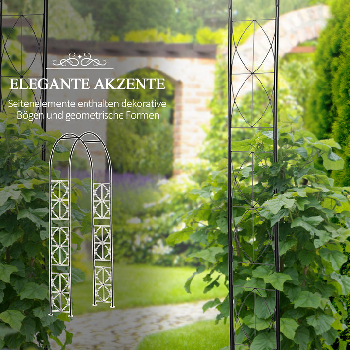 Metalrosenbue espalier til klatreplanter havebue med blonde metalstruktur buegang espalier til roser buer espalier rosestøtte til haven 114 x 30 x 230 cm sort