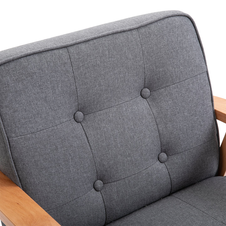 Enkelt sofa loungestol polstret stol med armlæn træstel linned grå 64,5 x 70 x 74 cm
