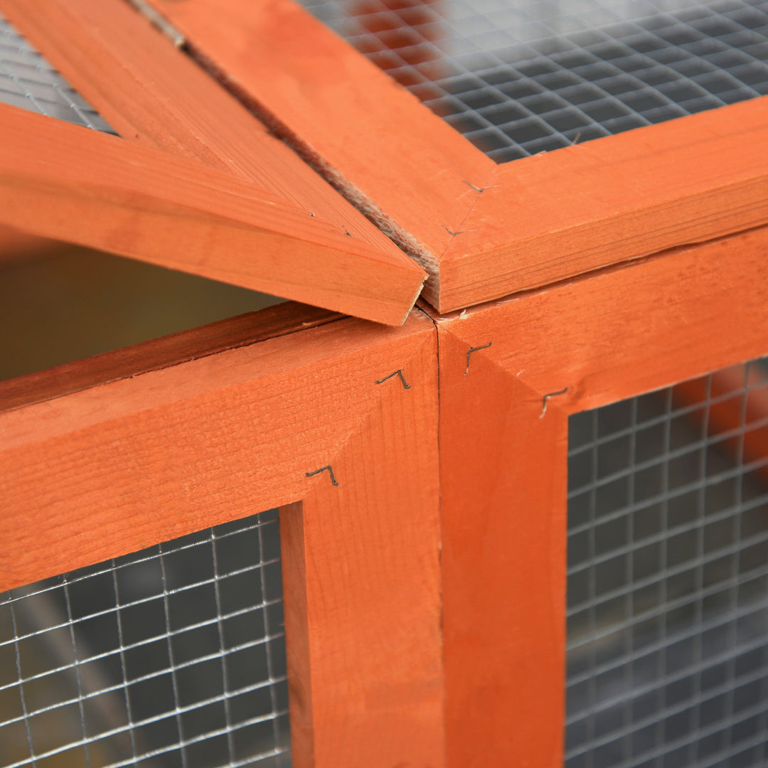 Udendørs indhegning til smådyr med udtrækkeligt tag, fyrretræ, orange