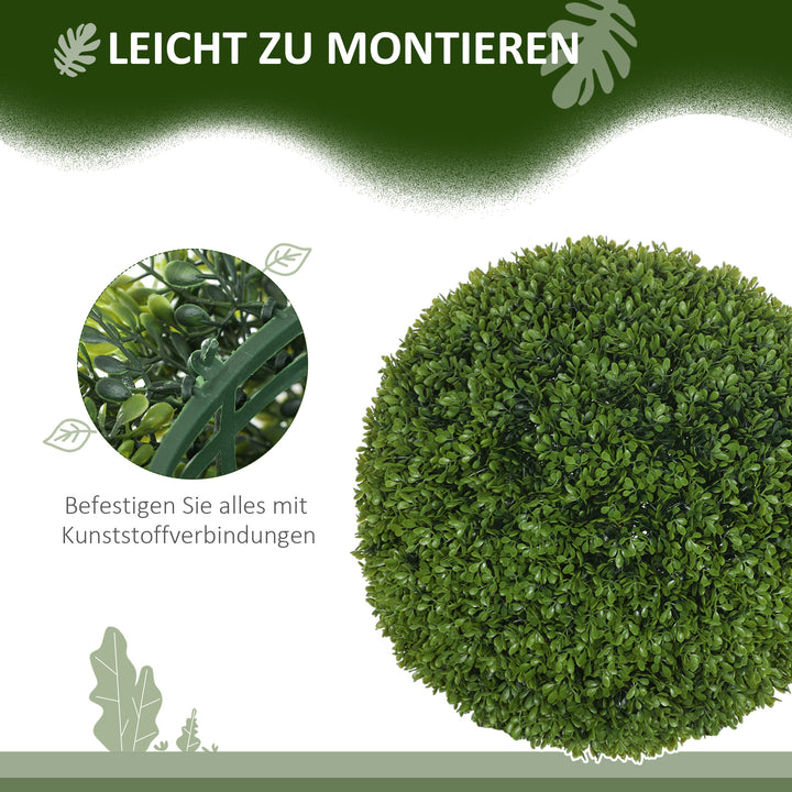 Sæt med 2 buksbomkugler, kunstige planter, stueplanter med UV-beskyttelse, dekorative planter, til indendørs og udendørs brug, grøn