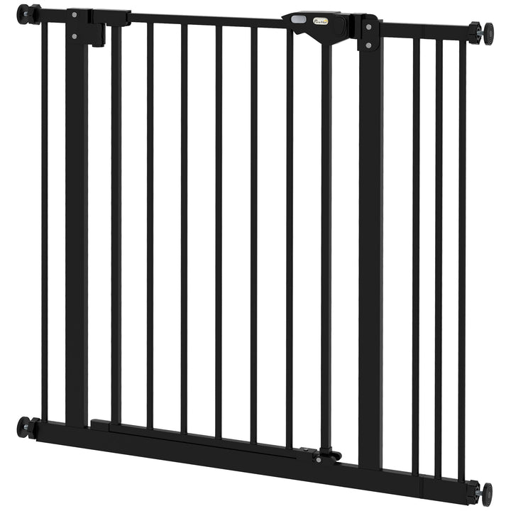 Hundegitter, kæledyrsgitter, metal, plast, 74-87 cm, sort