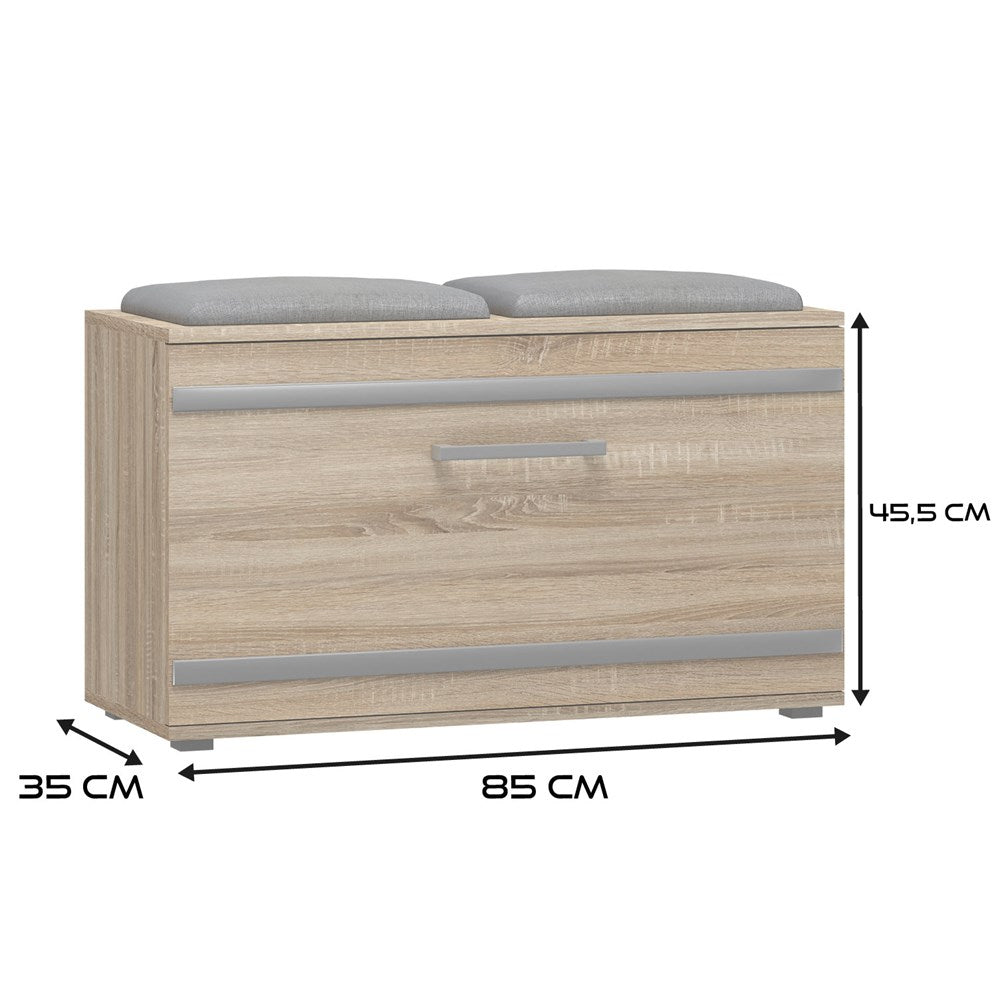 Skobænk med siddeplads, Dybde: 35 cm Bredde: 85 cm Højde: 45 cm