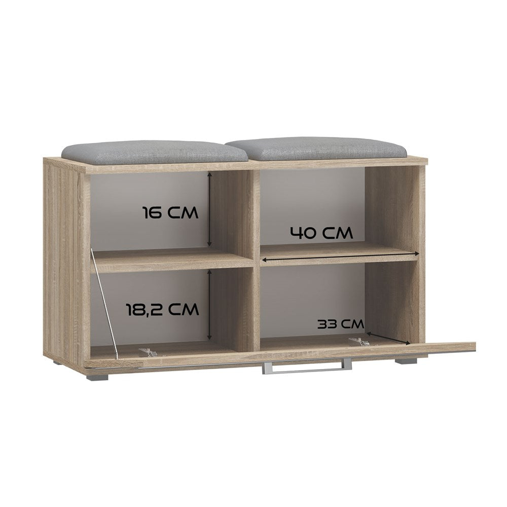 Skobænk med siddeplads, Dybde: 35 cm Bredde: 85 cm Højde: 45 cm