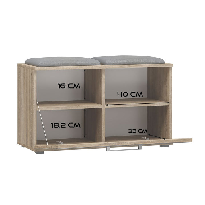 Skobænk med siddeplads, Dybde: 35 cm Bredde: 85 cm Højde: 45 cm