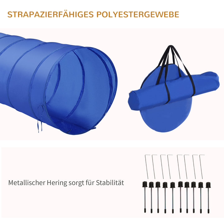 Agility træningssæt slalom hækketunnel hundesportstræningsbane pe+polyester blå+gul