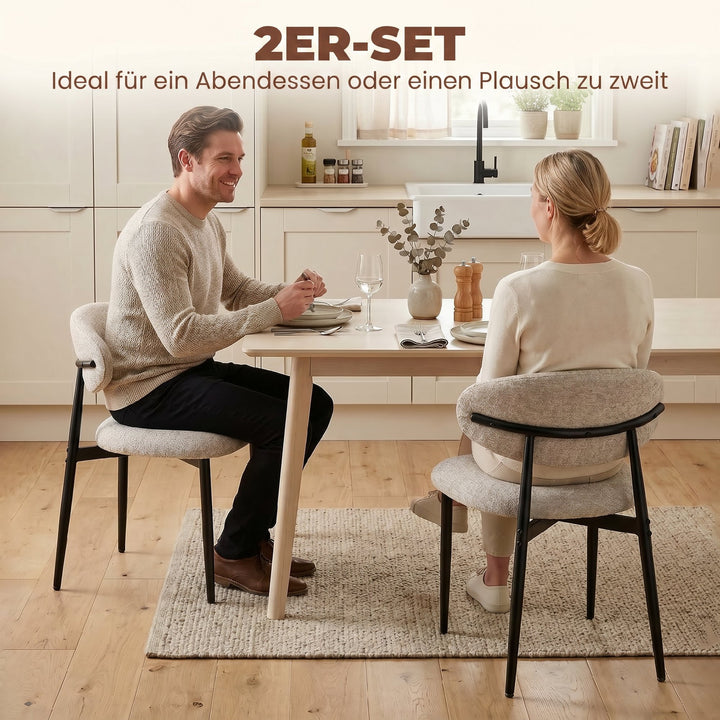 Polstrede spisestuestole, køkkenstole med stålben, beige