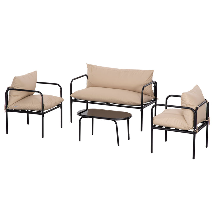 Havesofasæt i rattan, boho-stil, vejrbestandig, 116 cm x 58 cm x 66 cm, kaki