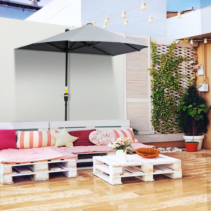 2 x 2 m parasol, halvrund parasol, balkonparasol med holder, vandafvisende til have, terrasse, gårdhave, 100% polyester, mørkegrå