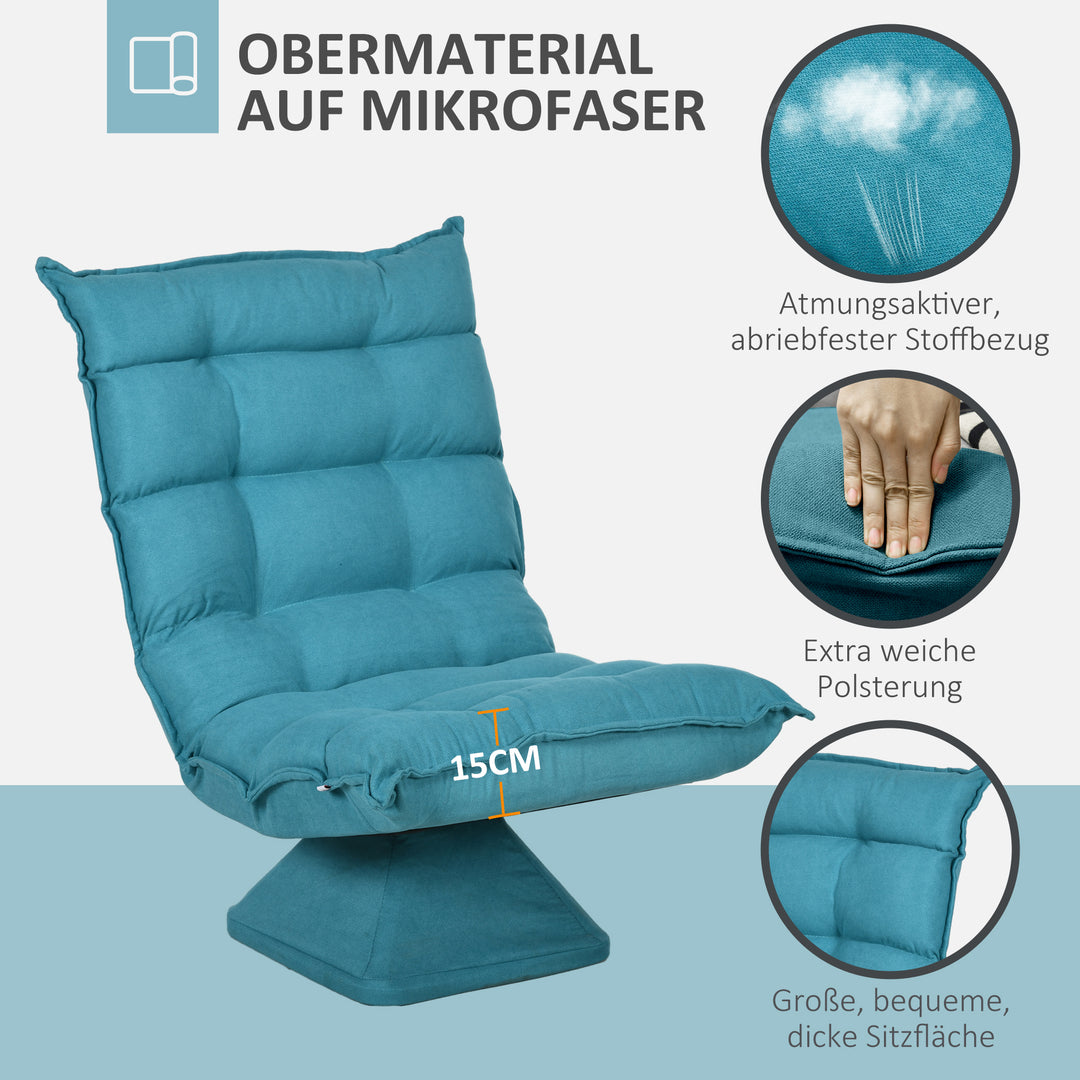 Lænestol læsestol, drejelig, fløjlslook, 62 cm x 70 cm x 95 cm, blå
