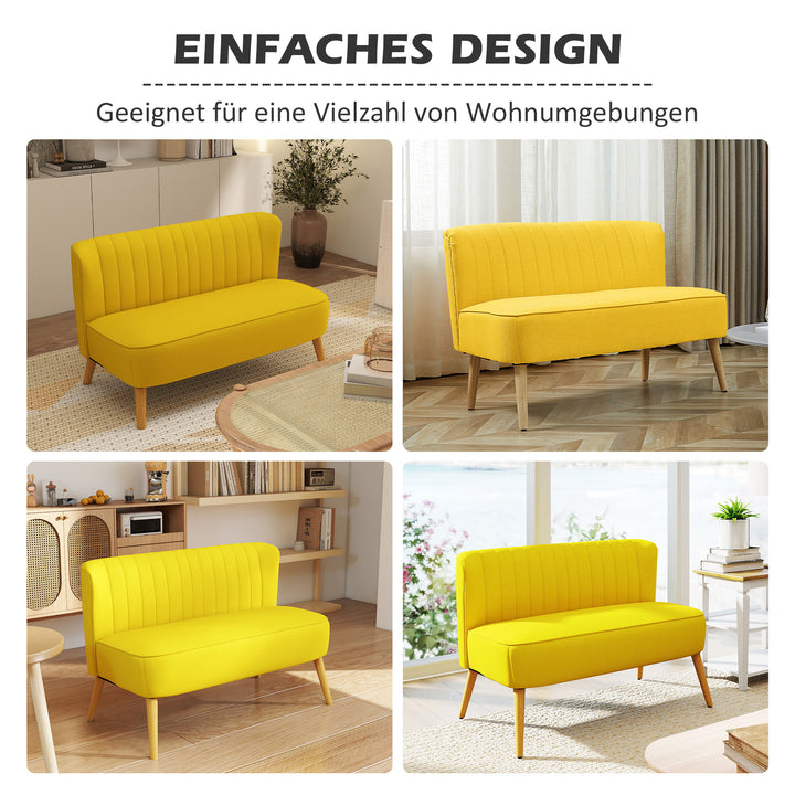 2-Personers sofa, blød polstring, letplejeligt betræk, op til 150 kg, 117 x 56,5 x 77 cm, gul