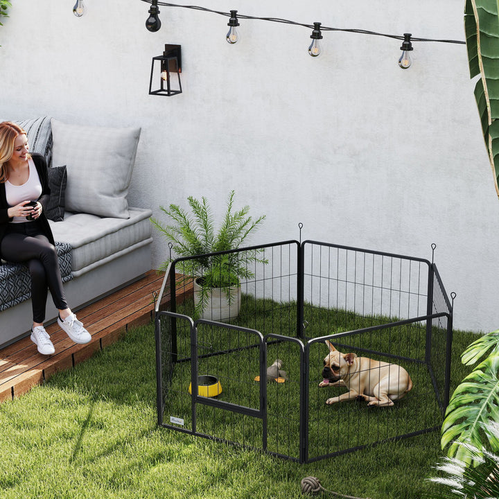 Hundehegn, kæledyrsindhegning, 6 paneler, stål, foldbar, grå